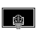 Basketball hoop and ball Backboard and grid basket icon black color vector illustration flat style image Royalty Free Stock Photo