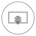 Basketball hoop and ball Backboard and grid basket icon in circle round outline black color vector illustration flat style image Royalty Free Stock Photo