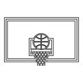 Basketball hoop and ball Backboard and grid basket icon outline black color vector illustration flat style image Royalty Free Stock Photo