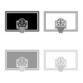 Basketball hoop and ball Backboard and grid basket icon outline set black grey color vector illustration flat style image Royalty Free Stock Photo