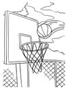 Basketball Hoop and Ball Coloring Page for Kids Royalty Free Stock Photo