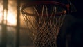 Basketball hoop, ball, net, and chain perfect for playing generated by AI Royalty Free Stock Photo