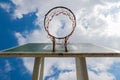 Basketball hoop with blue sky with low angle view Royalty Free Stock Photo