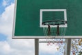 Basketball hoop with blue sky with low angle view Royalty Free Stock Photo