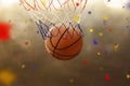 Basketball hoop in court arena background Royalty Free Stock Photo