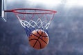 Basketball hoop in court arena background Royalty Free Stock Photo