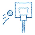 basketball hoop and flying ball doodle icon hand drawn illustration Royalty Free Stock Photo