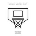 Basketball hoop. Linear icon.