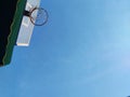 Basketball hoop and lovely clear blue morning sky