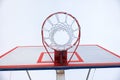 Basketball hoop with net, covered by hoarfrost Royalty Free Stock Photo