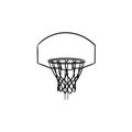 Basketball hoop and net hand drawn outline doodle icon. Royalty Free Stock Photo