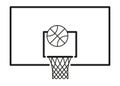 Basketball hoop with net icon. Sport game with goal. Hitting ball in ring, lucky. Vector