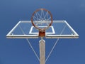 Basketball hoop with net on an outdoor court view from below Royalty Free Stock Photo