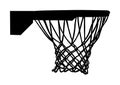 Basketball hoop and net vector silhouette illustration isolated on white background. Royalty Free Stock Photo