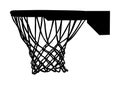 Basketball hoop and net vector silhouette isolated on white background. Equipment for basket ball court. Play sport.