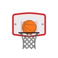 Basketball hoop and orange ball Royalty Free Stock Photo