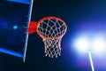 Basketball hoop on outdoor court at night Royalty Free Stock Photo