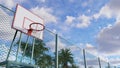 basketball hoop over blue sky background with green. Royalty Free Stock Photo