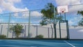 basketball hoop over blue sky background with green. Royalty Free Stock Photo