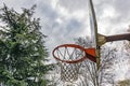 Basketball hoop in public garden