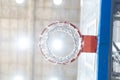 A basketball hoop with a red rim and a white net Royalty Free Stock Photo