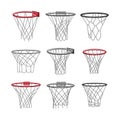 basketball hoop set cartoon vector illustration Royalty Free Stock Photo