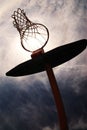 Basketball hoop silhouetted. Royalty Free Stock Photo