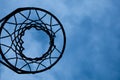 Basketball hoop with sky background Royalty Free Stock Photo