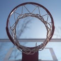 Basketball hoop with sky in the background Royalty Free Stock Photo