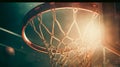 ;basketball hoop in sunset light generative AI Royalty Free Stock Photo