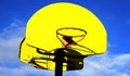 Basketball Hoop Yellow Backboard Sports Blue Sky Competition