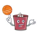 With basketball hot chocolate character cartoon