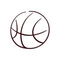 Basketball icon in line art style. Doodle sport ball design. Vector illustration isolated on a white background. Royalty Free Stock Photo