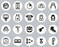 Basketball Icons Black & White Flat Design Circle Set Big Royalty Free Stock Photo