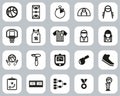 Basketball Icons Black & White Flat Design Set Big Royalty Free Stock Photo