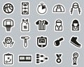 Basketball Icons Black & White Sticker Set Big Royalty Free Stock Photo