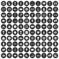 100 basketball icons set black circle Royalty Free Stock Photo