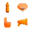 Basketball icons set cartoon vector. Sport equipment