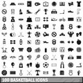 100 basketball icons set, simple style Royalty Free Stock Photo