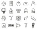 Basketball Icons Thin Line Set Big Royalty Free Stock Photo