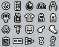 Basketball Icons White On Black Sticker Set Big Royalty Free Stock Photo