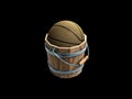 Basketball inside wooden bucket