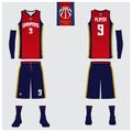 Basketball jersey, shorts, socks template for basketball club. Front and back view sport uniform. Tank top t-shirt mock up.