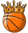 Basketball King Crown. Sport Winner Icon, Emoji Style Illustration.