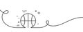 Basketball line icon. Sport ball sign. Continuous line with curl. Vector