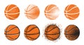 Basketball logo, american ball icons. 3d balloon basket design, orange and white circle signs. Championship logotype