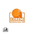 Basketball logo icon badge with hand gesture shoot throwing ball illustration