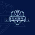 basketball logo line art simple vector illustration template icon graphic design. sport sign or symbol for team or club league and Royalty Free Stock Photo