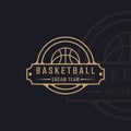 basketball logo line art simple vector illustration template icon graphic design. sport sign or symbol for team or club league and Royalty Free Stock Photo