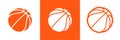 Basketball logo set of vector icon for streetball championship tournament, school or college team league. Vector flat basket ball